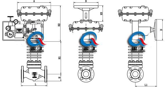 氣動高溫調節閥 (外（wài）形尺寸圖)